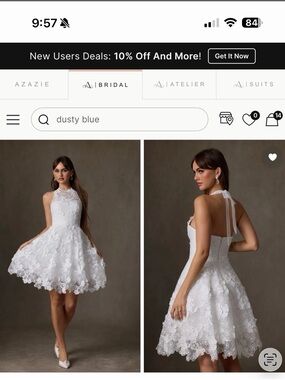 Azazie White Lace Halter Mini Dress